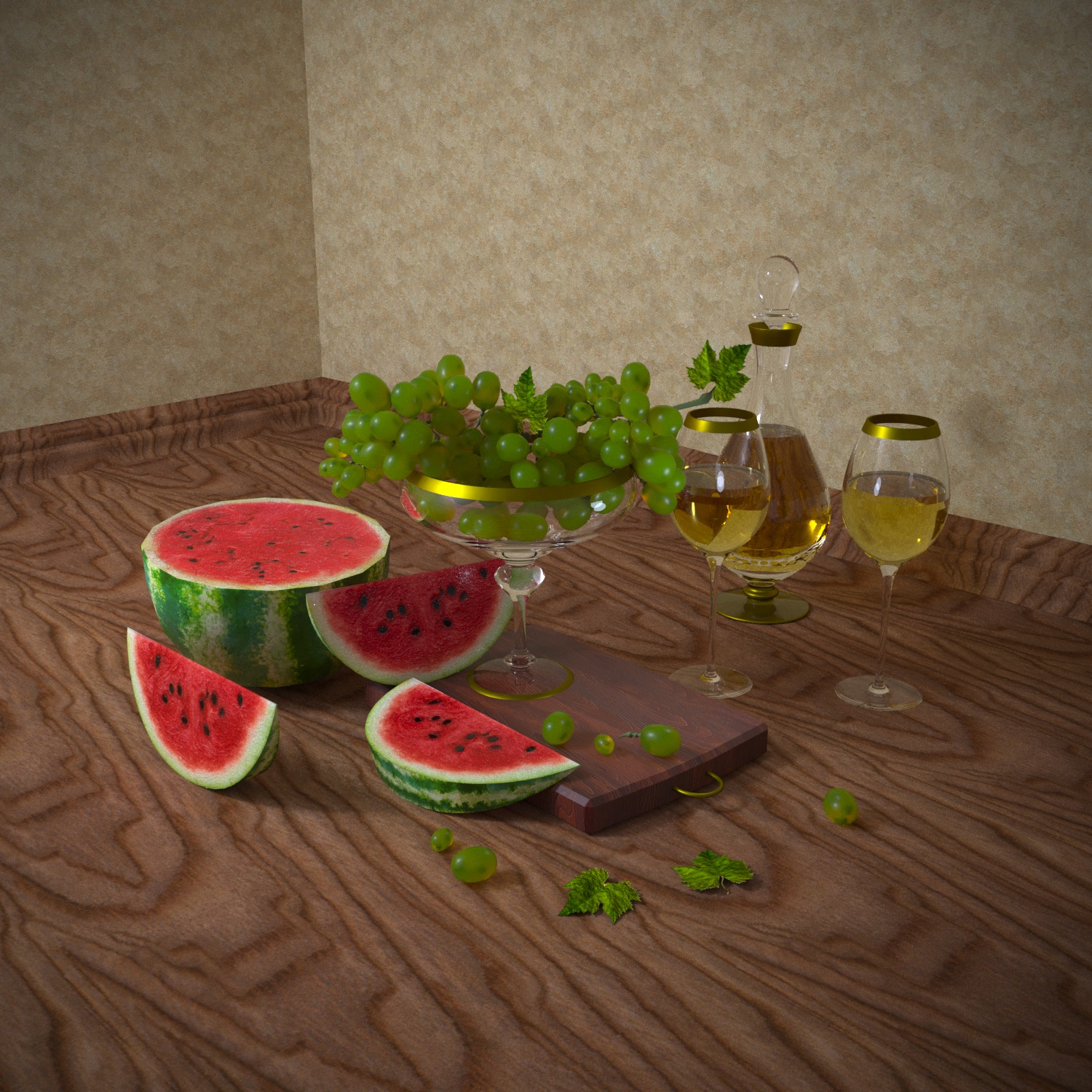Watermelon. Wine. Grape...